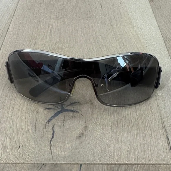 PRADA Black and Gray Shield Sunglasses - Picture 3 of 6